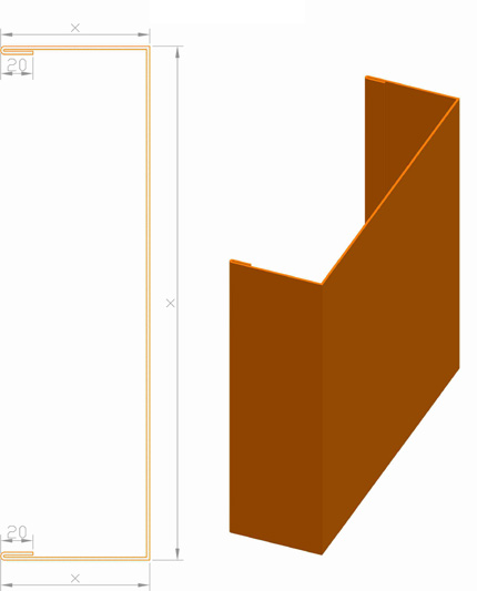 Technický nákres a 3D náhľad — Atikový lem